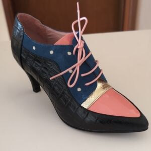 Lola Ramona Mix Kitten Lace Up Booties